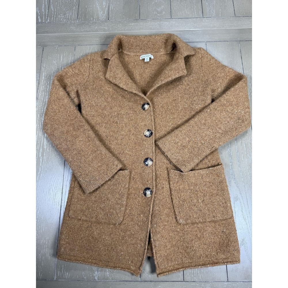 J.Crew Mercantile‎ Sweater Womens XS Brown Lambswool Blend Cardigan Coatigan